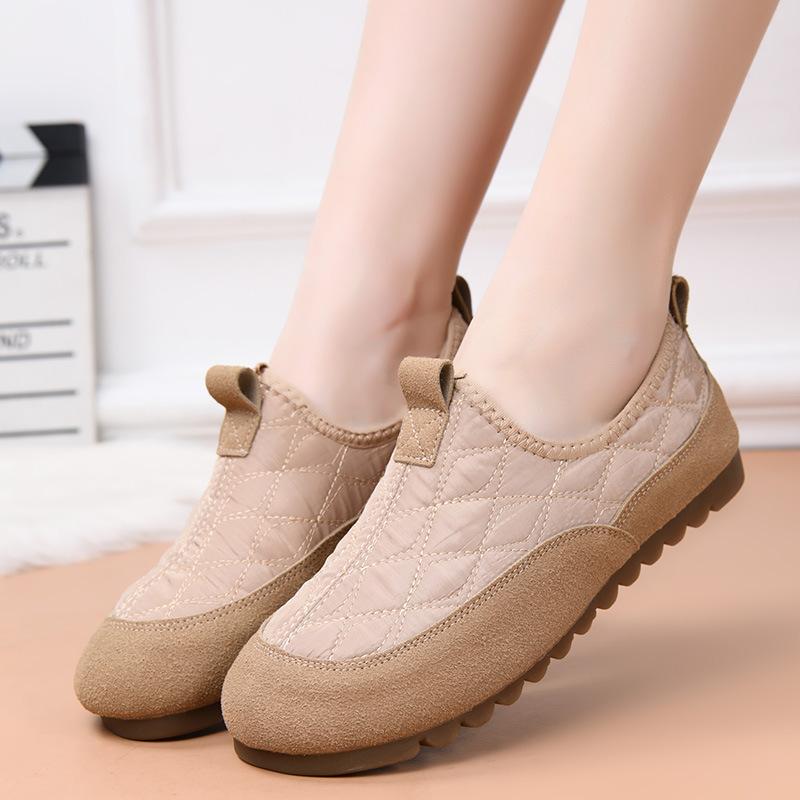 Processing custom old Beijing winter cloth shoes women's velvet soft sole one-pedal cotton shoes casual fashion warm Doudou shoes