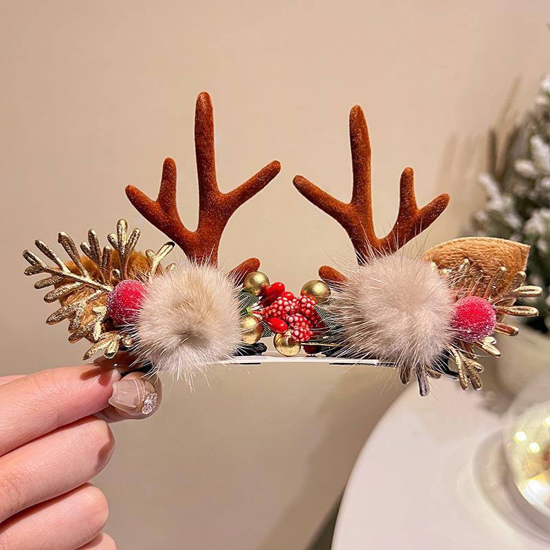 Mori Style Reindeer Antler Ears Christmas Hair Clip - Cute Kids' Hairpin Accessory