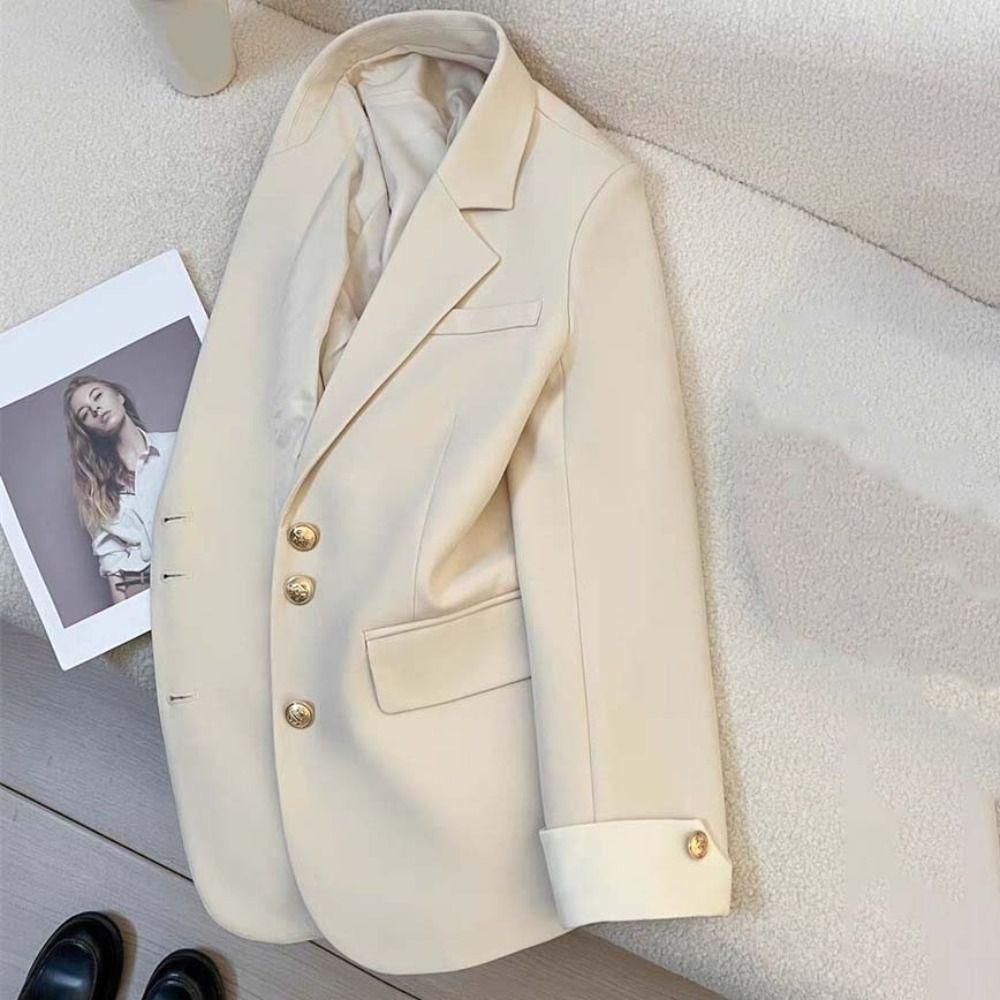 Long Sleeve Vintage Suit Jacket Oversized Casual Loose Blazer Professional Office Blazers Office