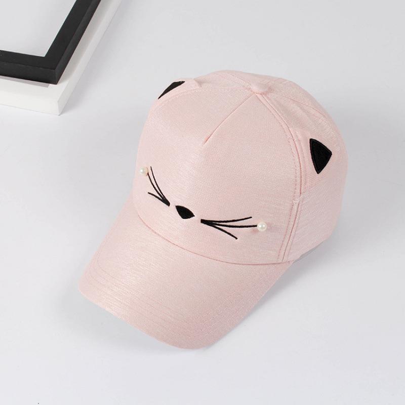 Children's Cartoon Hat Female Summer Versatile Sweet Cute Baseball Cap Personality Big Flower Cat Student Cap
