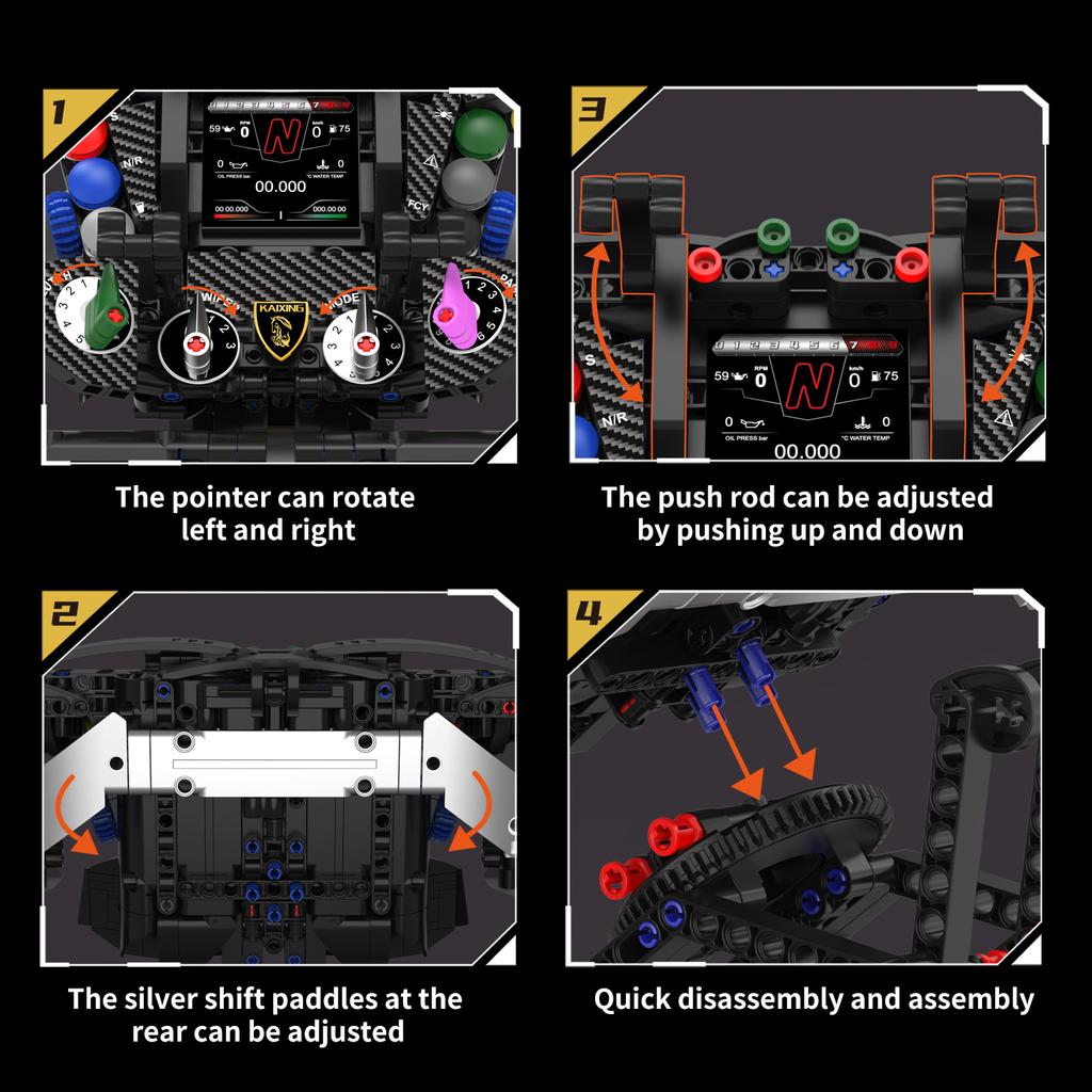 867 Pcs Sports Car Steering Wheel Building Blocks Desktop Toy Ornament Model Building Toy Educational Toy Boy'S Birthday Gift