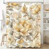 Luxuriöser Vintage-Duschvorhang mit Blumendruck, wasserdicht, Badezimmerdekor, Weiß, Gelb, Gold, Bunt, Künstlerisches Design, Wandbehang, Dec