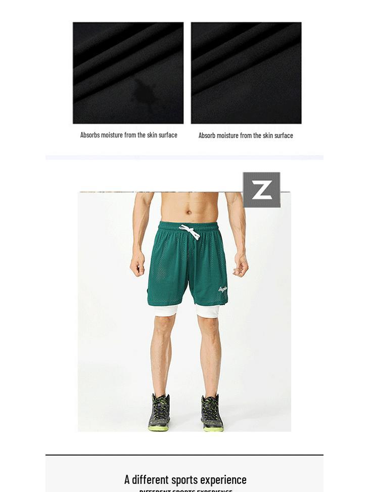 Quick-Dry Breathable Dual-Layer Sports Shorts