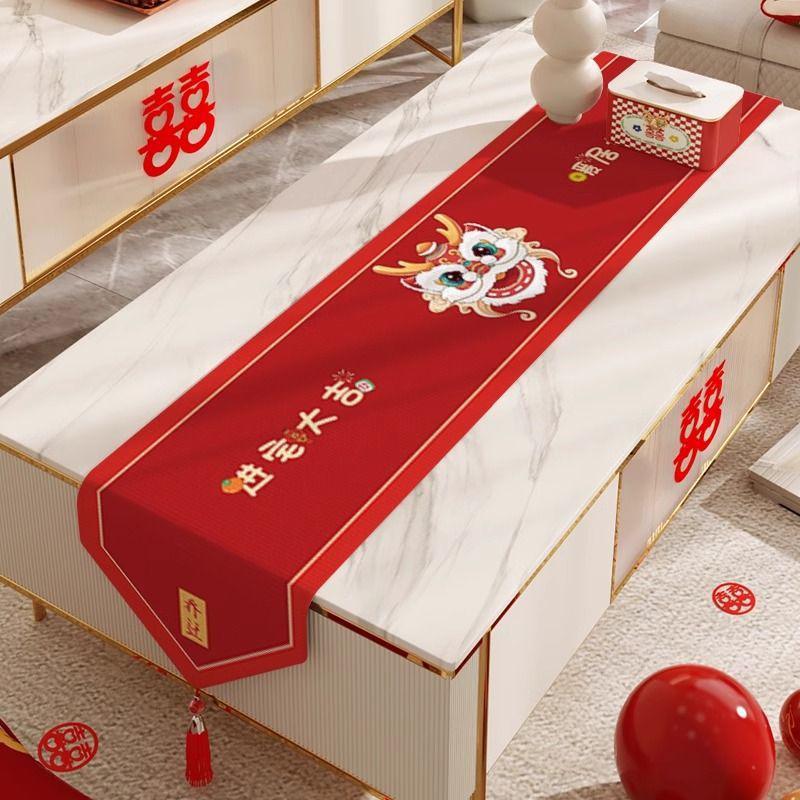 Table Flag Housewarming New Home Decoration Red Tea Party Tea Flag Cloth Coffee Table Wedding Atmosphere Festive Tablecloth
