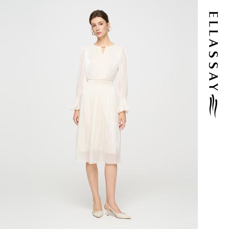 ELLASSAY 2025 Early Autumn French Shimmer Bell Sleeve Dress