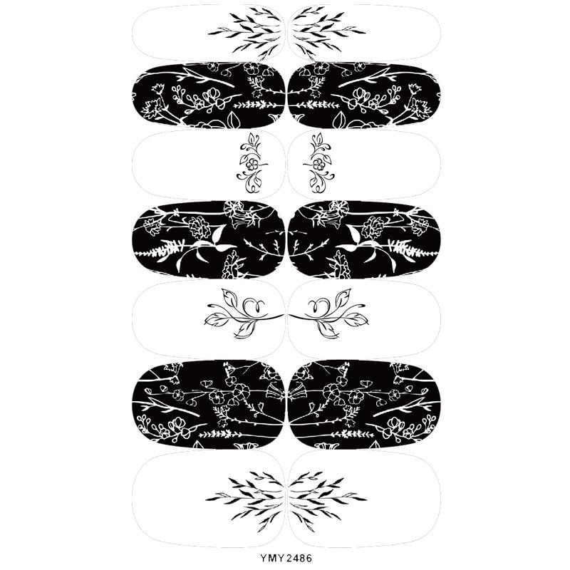 Cross Black & White Nail Art Stickers - Full Coverage