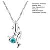 Yousheng Double Dolphin Necklace Pendant with Faux Diamonds Animal Shape Fine Workmanship Adjustable Length Necklace