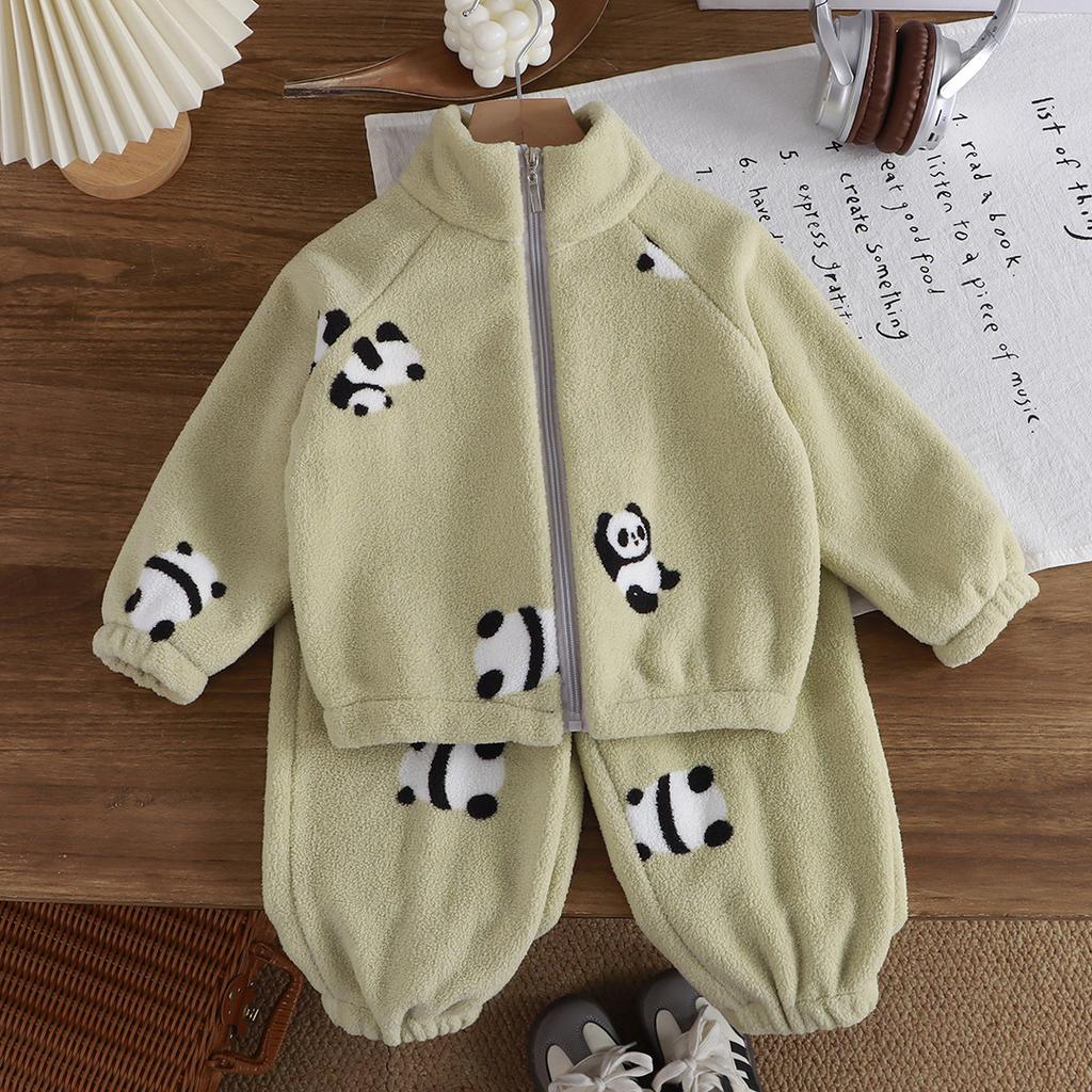 Autumn and Winter Plush and Thickened Suits for Children, Home Clothes for Boys and Girls, Warm Suits for Children