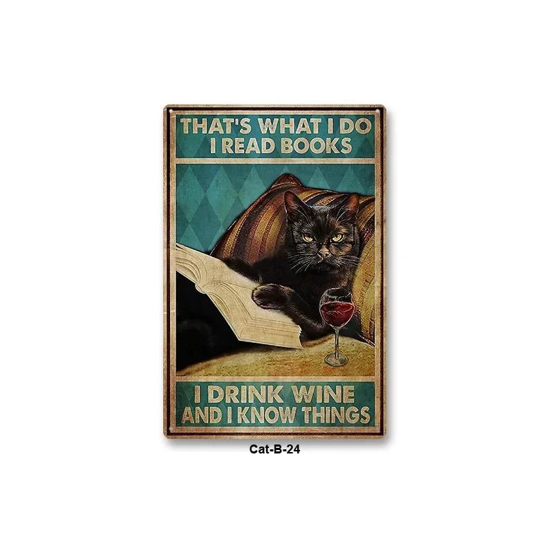 Animal Black Cat Art  Decor Home Metal Tin Sign Signs for Living Room Kid Bedroom Wall Decoration Cafe Western Restaurant Pos