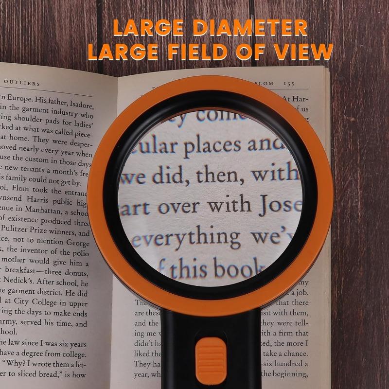 Magnifying Glass with Light, 30X Reading Magnifier, 12 LEDs Magnifying Glass, Handheld Magnifier Illuminated Magnifier for Kids, Seniors, Jewelers