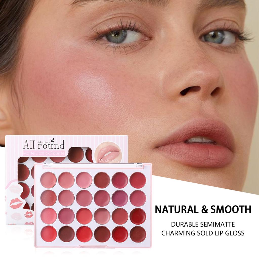 24 Colors Of Lipstick, Moisturizing Lip Glaze Lipstick, High Color Saturation, Waterproof And Not Easy To Fall Off.