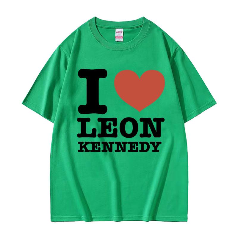 I Heart Leon Kennedy Potisk Trička Pánské Dámské Oblečení Móda Vintage Tričko Pánské Oversized Bavlna Krátký Rukáv Tričko Top