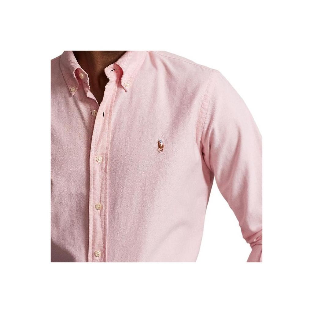 Polo Ralph Lauren SS24 Logo Embroidered Slim Fit Pointed Collar Long Sleeve Shirt Men Shirts Pink MNBLWOVM2G10121-D53