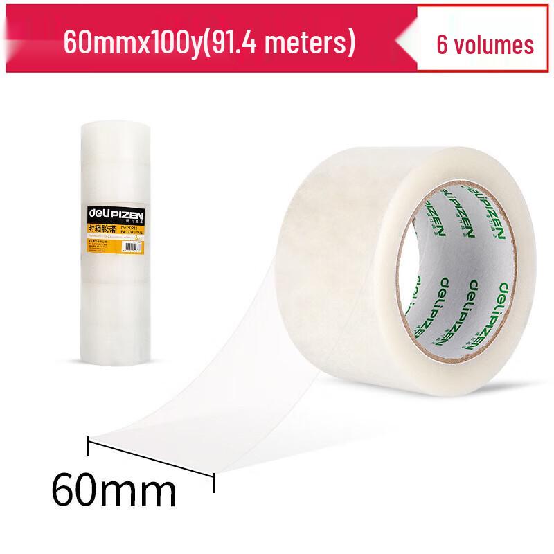 Deli 30932 Clear Packing Tape 60mm x 100 Yards