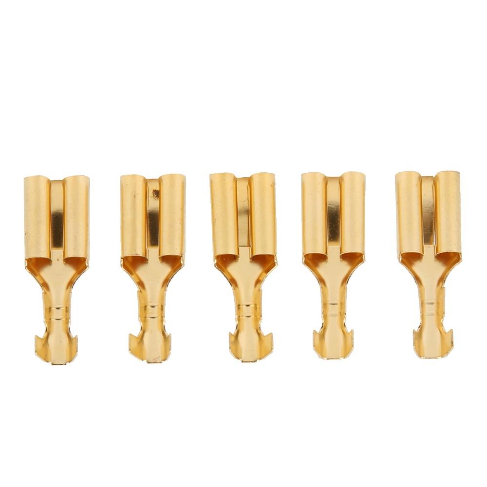 100PCS Quick Connect 7.8mm Size Female Spade Connector Brass Material Golden Crimp Terminal Spade Connector Relay Connection