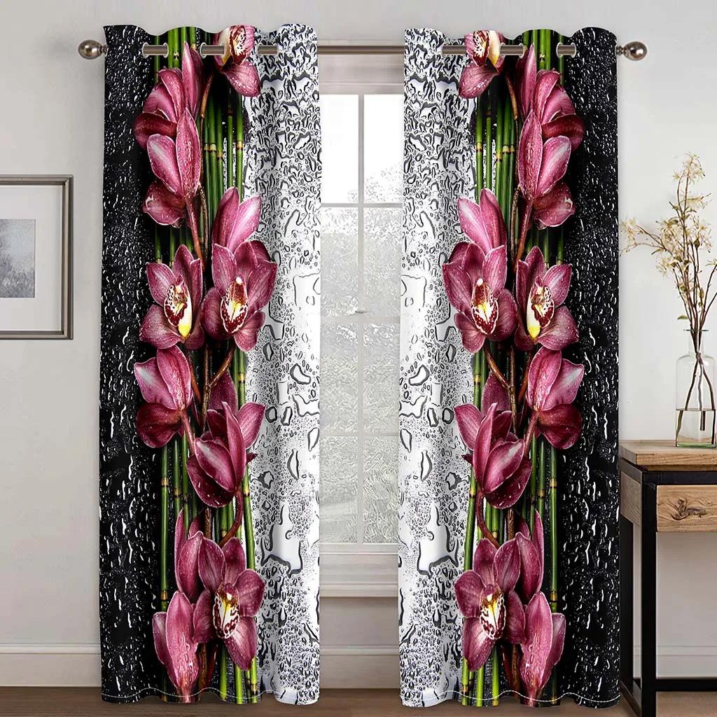 Vintage Pearl Diamond Gold FlowerFree Shipping Window Curtains For Living Room Kids Bedroom Bathroom Kicthen Door Home Decor2Pcs