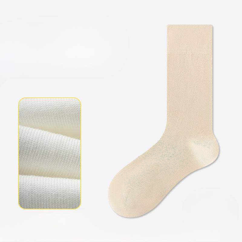 Female Summer Thin Style Pure Cotton 10A Antibacterial Deodorant Boneless Solid Color Long Tube Pile Socks