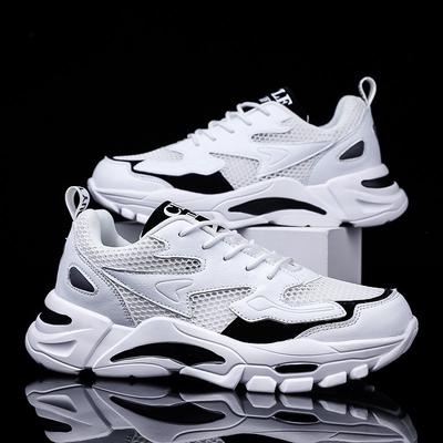 Mesh Herren Sneakers weiße Sommer Plateau Sneakers Stilvolle Schnürsneaker Herren Atmungsaktive Herren Tenis Schuhe Herren Sportschuhe