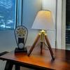 Wooden Tripod Lamp with Jute Shade Unique Table Lamp for Bedroom Office Decor Perfect