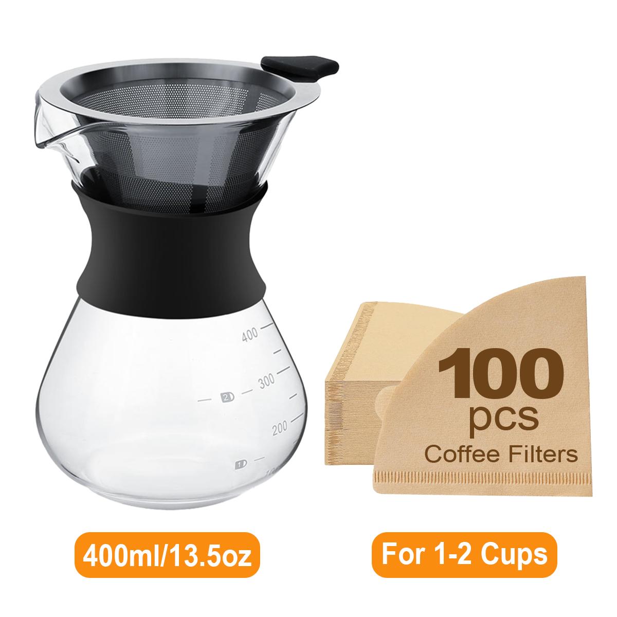 

Кофеварка для заваривания кофе с бумажным фильтром 100 шт., графин из боросиликатного стекла, капельная кофеварка для домашнего кафе ресторана кемпинга