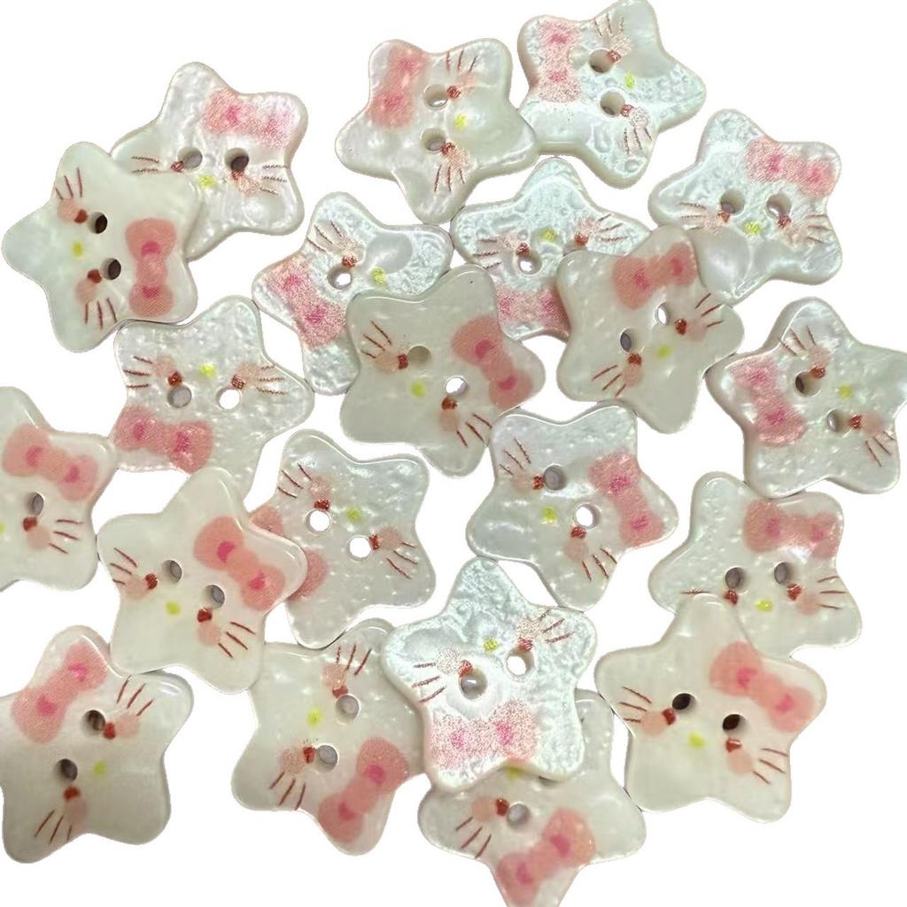 10Pcs Cute Cat Buttons 12mm Small Kitten Head White Resin 2-hole Buttons Clothing Accessories