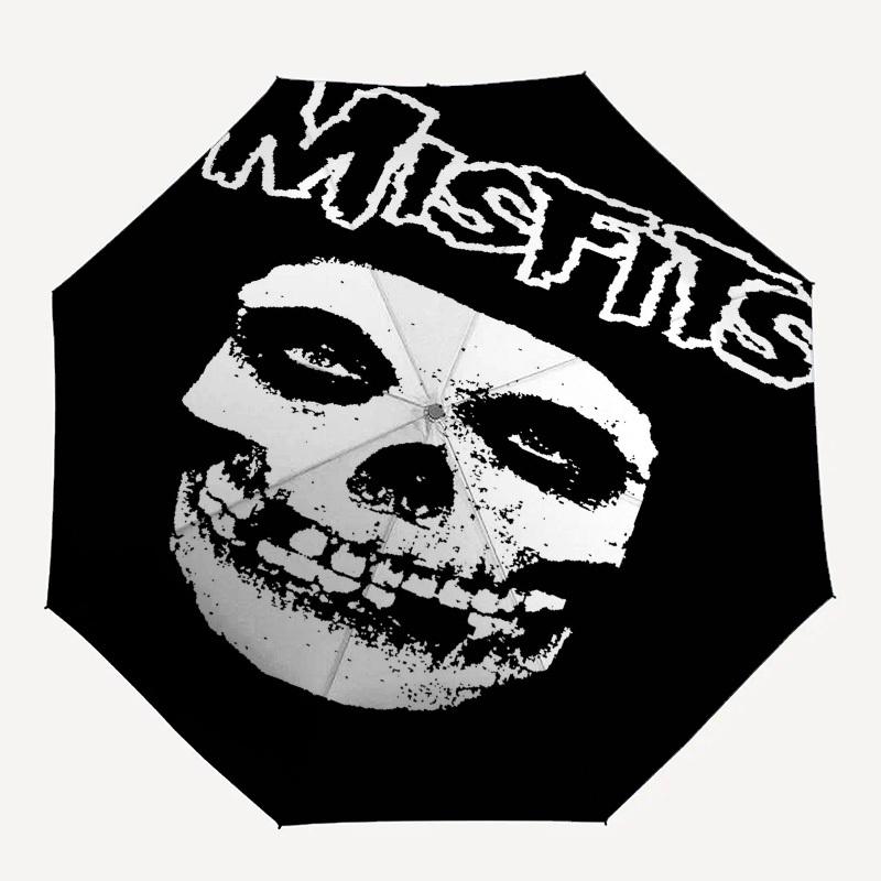 

1pc Misfits skullOpen/Close Umbrella-Windproof, Compact Travel Umbrella, Sturdy 8-Rib Shaft, Outdoor Accessory1146
