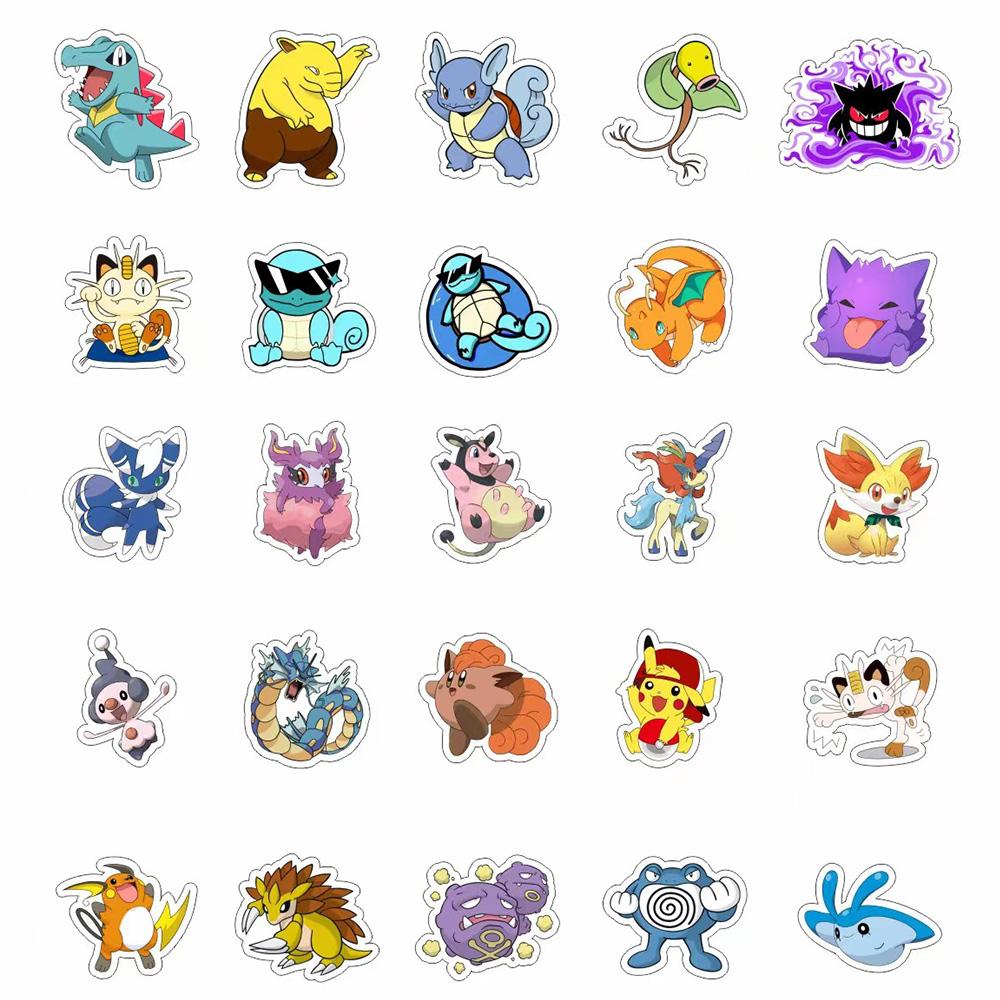 10/30/50/100pcs Cute  Cartoon Stickers Kawaii Pikachu Eevee Anime Graffiti Decals DIY Phone Water Bottle Luggage Sticker