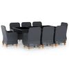 9 piece Garden Dining Set with Cushions Poly Rattan Dark Grey