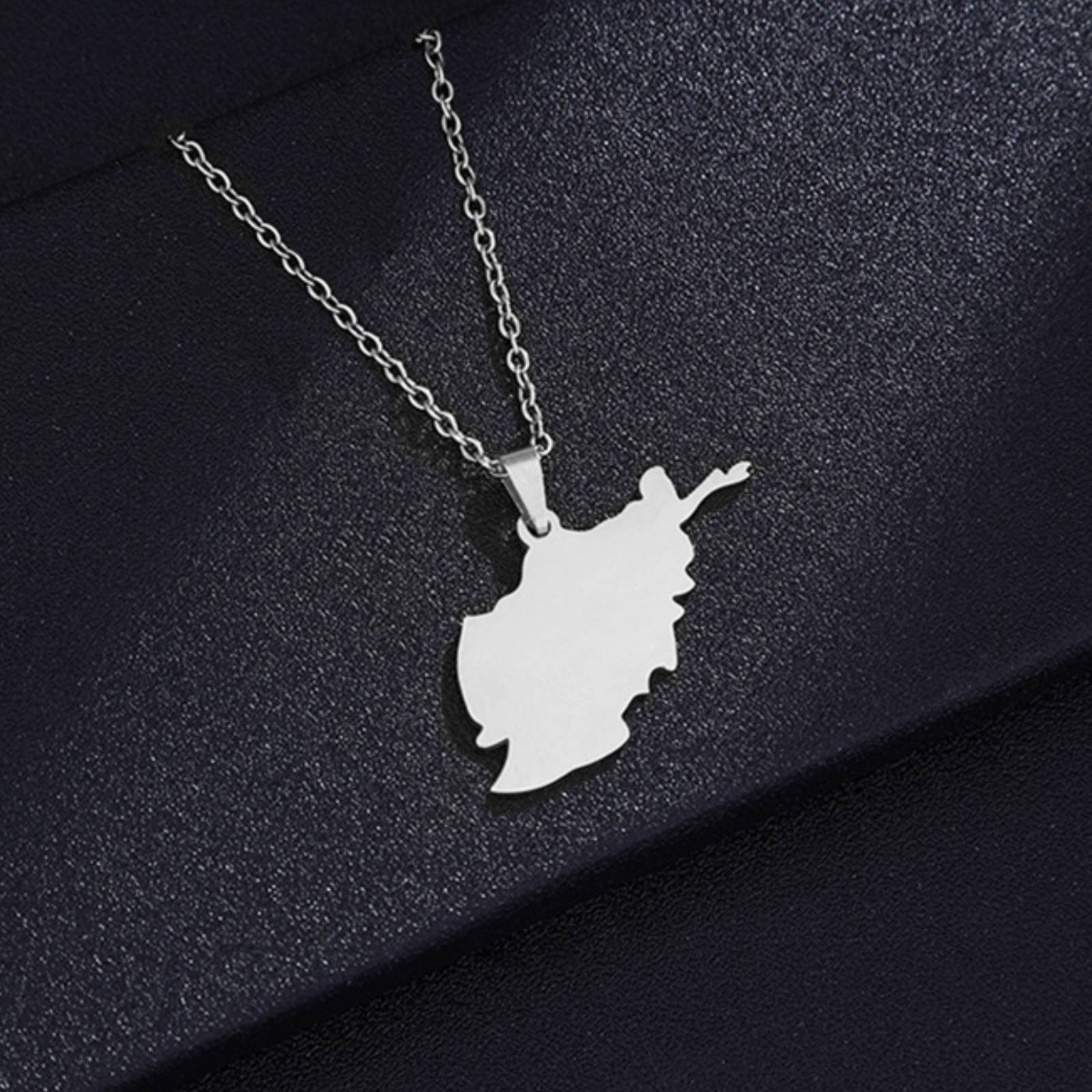 Afghanistan Map Pendant Necklace Stainless Steel Jewelry Patriotic Gifts for Women Men