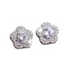 Elegant Female White Zircon Round Earring Charm Gold Silver Rose Color Stud Earrings For Women Vintage Wedding Jewelry