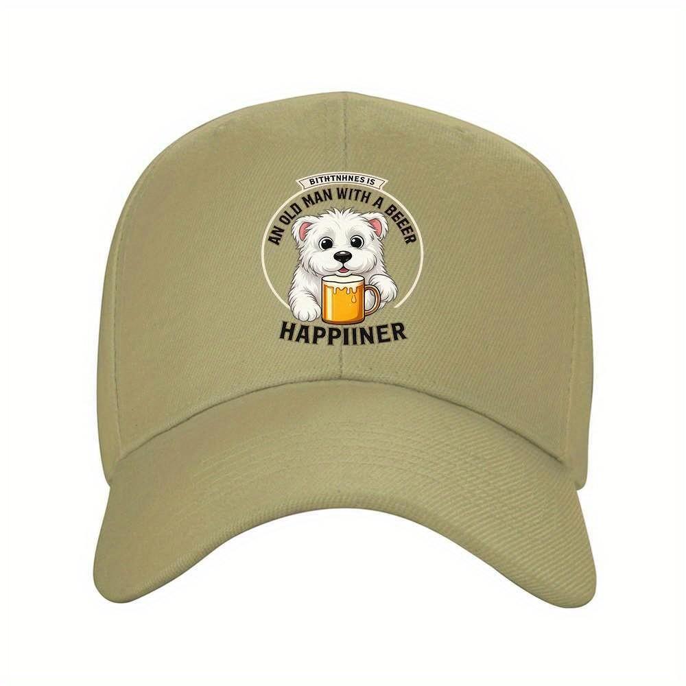Samoyed Beer Lover Baseball Cap Cute Dog Graphic Adjustable Outdoor Casual Hat