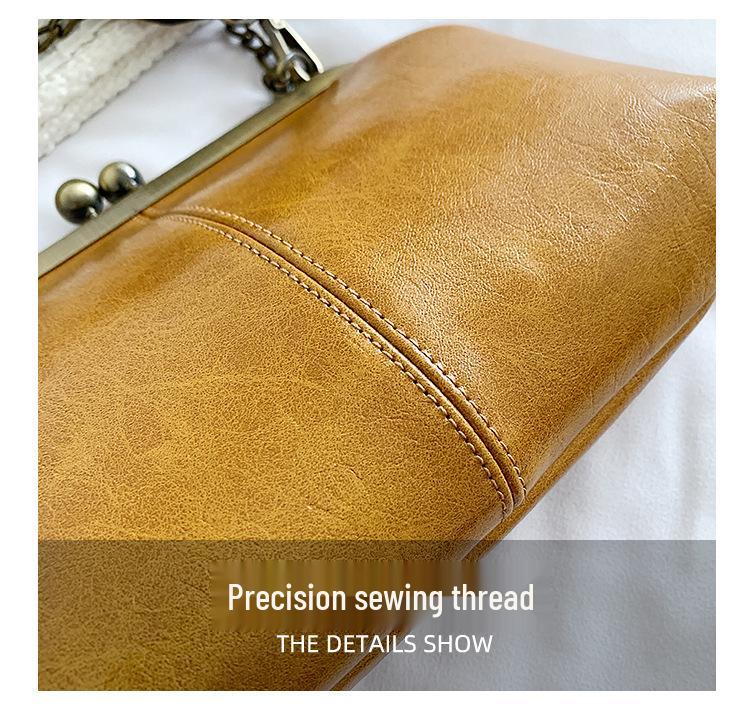 Women's 2023 Korean Style Versatile Chain Handbag - Red Textured Crossbody Shoulder Bag