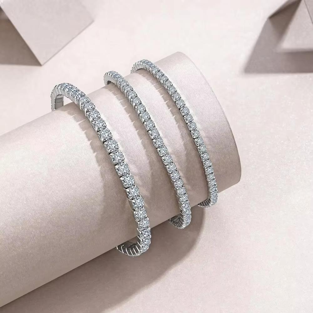 Passiert Diamanttester VVS Moissanit Tennisarmband S925 Sterlingsilber Rhodiumbeschichtet 2,5 mm 3 mm 4 mm Moissanitarmband