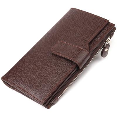 Stilvolle vertikale Damenbrieftasche aus echtem Leder CANPELLINI-Geldbörse 21642 Braun