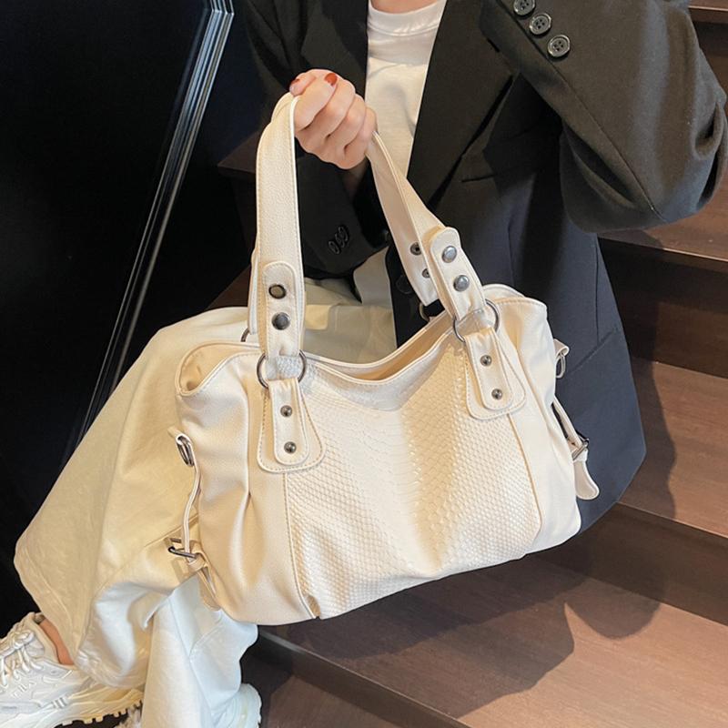 Bolso Bandolera Estampado de Cocodrilo Clásico Retro Lujo Ligero Versátil Diario Dorado Gran Capacidad Cubo Viaje Bolso de Hombro Tote