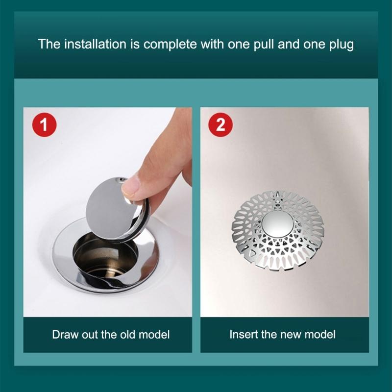 Quick Releases Bathtubs Drain Covers With Detachable Hair Trap Press Type Stoppers for 1.5 To 1.97Inch Drain Use