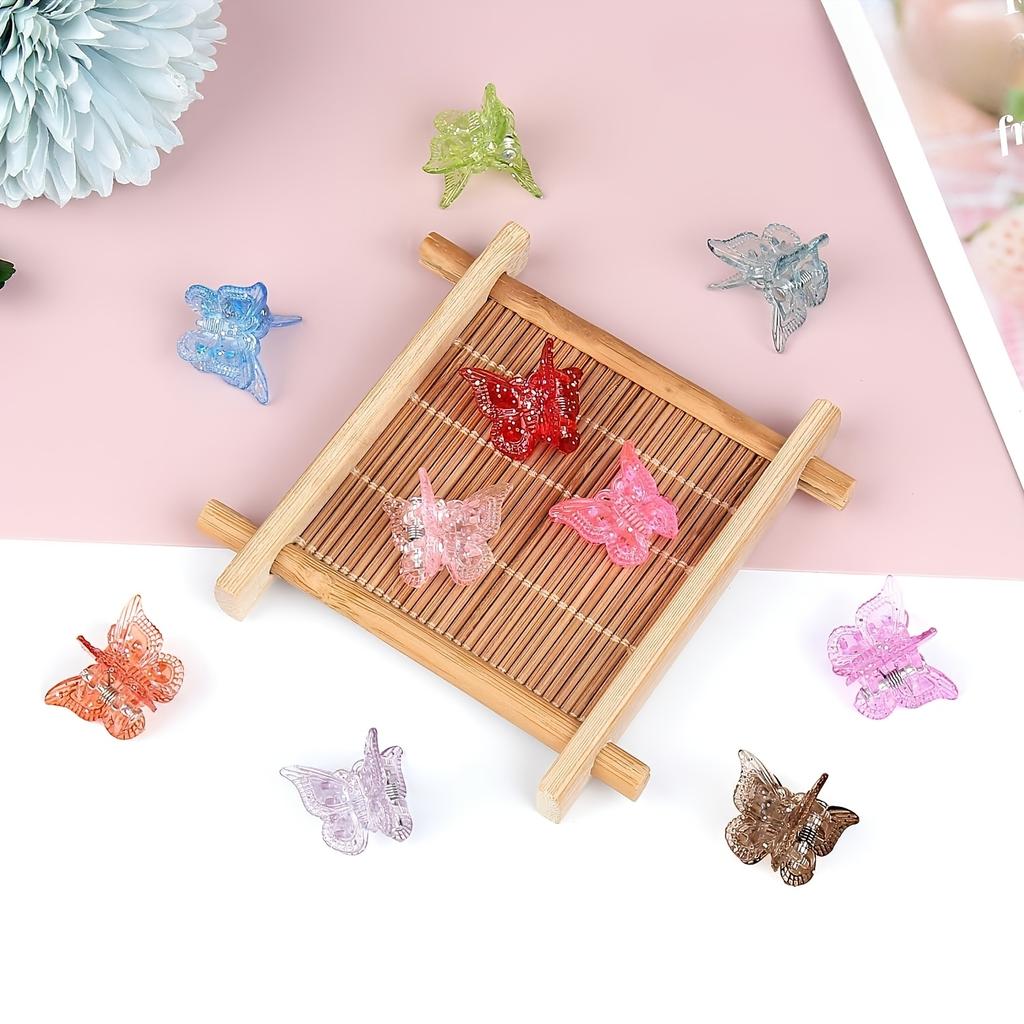50pcs Glitter Mini Butterfly Hair Clips Sparkling Colorful Hair Accessories for and Women