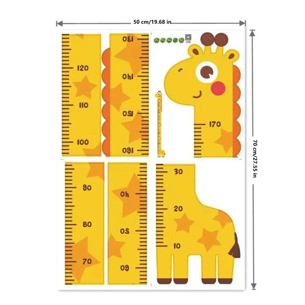 Cute Cartoon Height Sticker Unicorn Dinosaur Giraffe Wall Height Measuring Ruler Stickers For Kids Room Kindergarten Decor