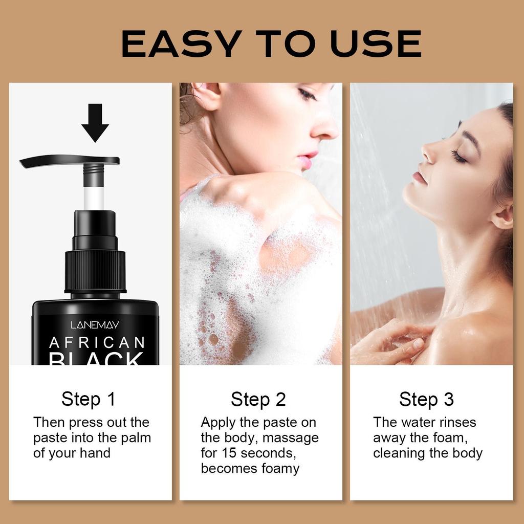 African Black Soap Liquid Clearing Body Wash - Deep Cleansing of Skin Impurities and Contaminants-Evenly Brighten Skin Tone,200g