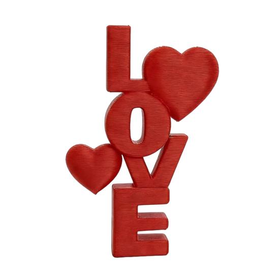 3D Printed Love Letter LOVE Heart Figurine Red Desktop