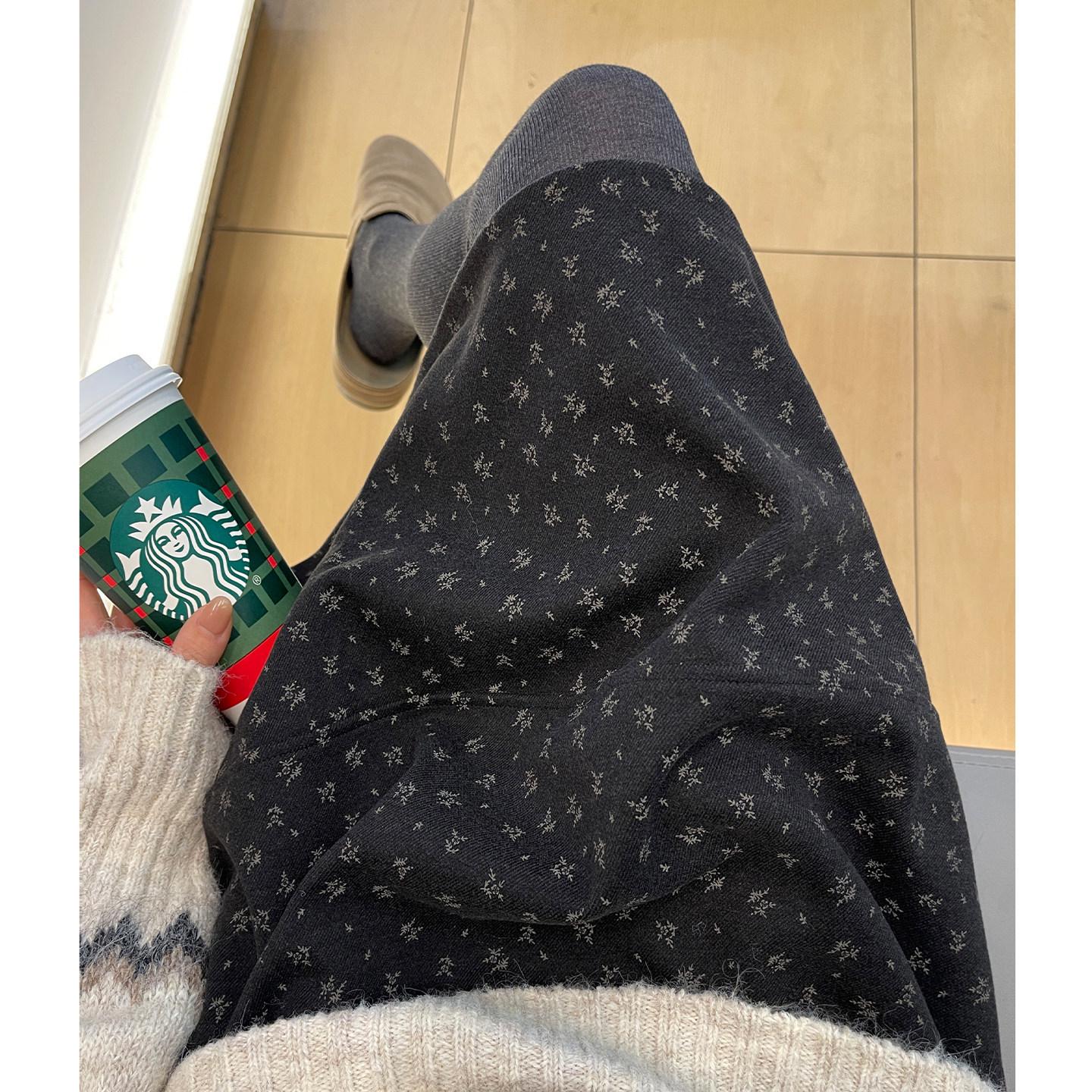 

Petite Women s Wool Plaid Floral A-Line Skirt: Autumn/Winter Thickened Retro Short Skirt XL темно-серого