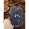 Bow Embroidered Baseball Cap for Women In Spring New Washing Old American Retro Wide Brimmed Face Cap Student