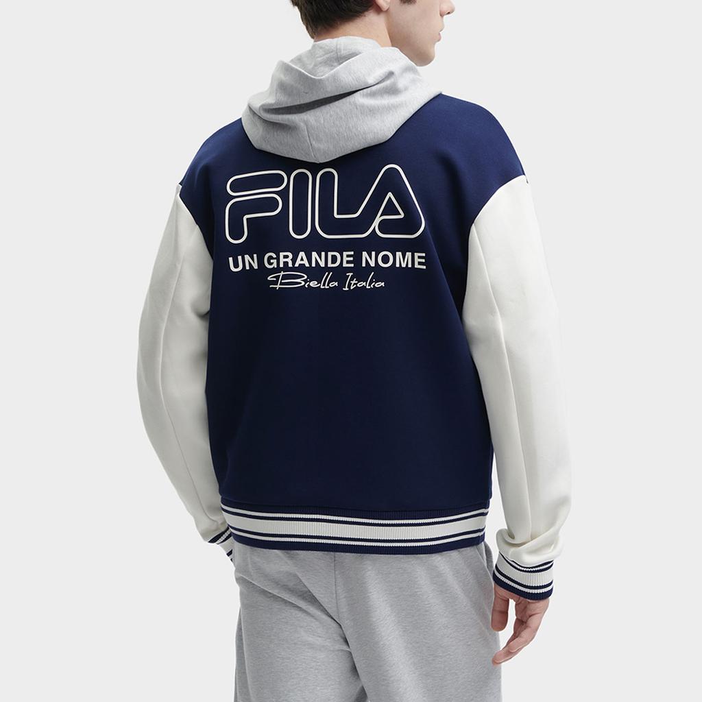 FILA Color Block Casual Knitted Baseball Jacket Men jackets Dark-Navy F11M349501R-DB