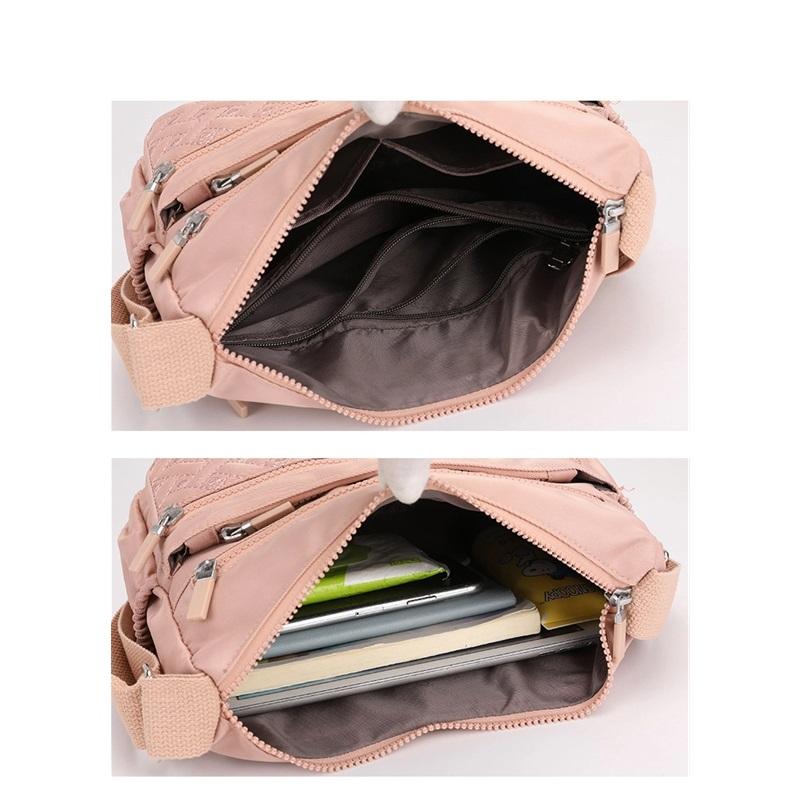 Ladies Messenger Bag Travel Nylon Embroidered Shoulder Bag Female Large Capacity Travel Multi Layer Simple