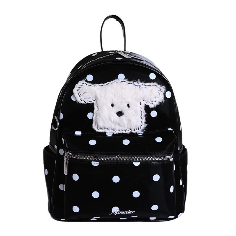 Schoolbag cute commuter backpack bag for women 1011 summer new large-capacity junior high school students student polka dot puppy schoolbag