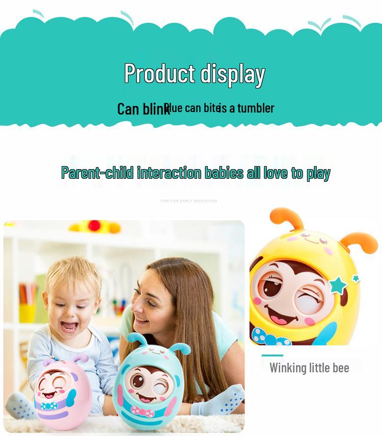 Large Blinking Cartoon Baby Tumbler Toy for 6-12 Months - Early Education Puzzle