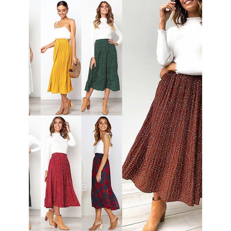 Polka Dot Pleated Skirt Skirt European and American Polka Dot Sweet Style Pocket Pleated Skirt Skirt