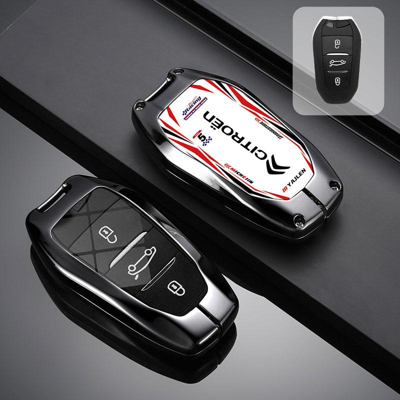 New Zinc Alloy Leather Car Remote Key Case Cover Key Protector For Citroen C1 C2 C4 C6 C3-XR Picasso Grand DS3 DS5 Accessories