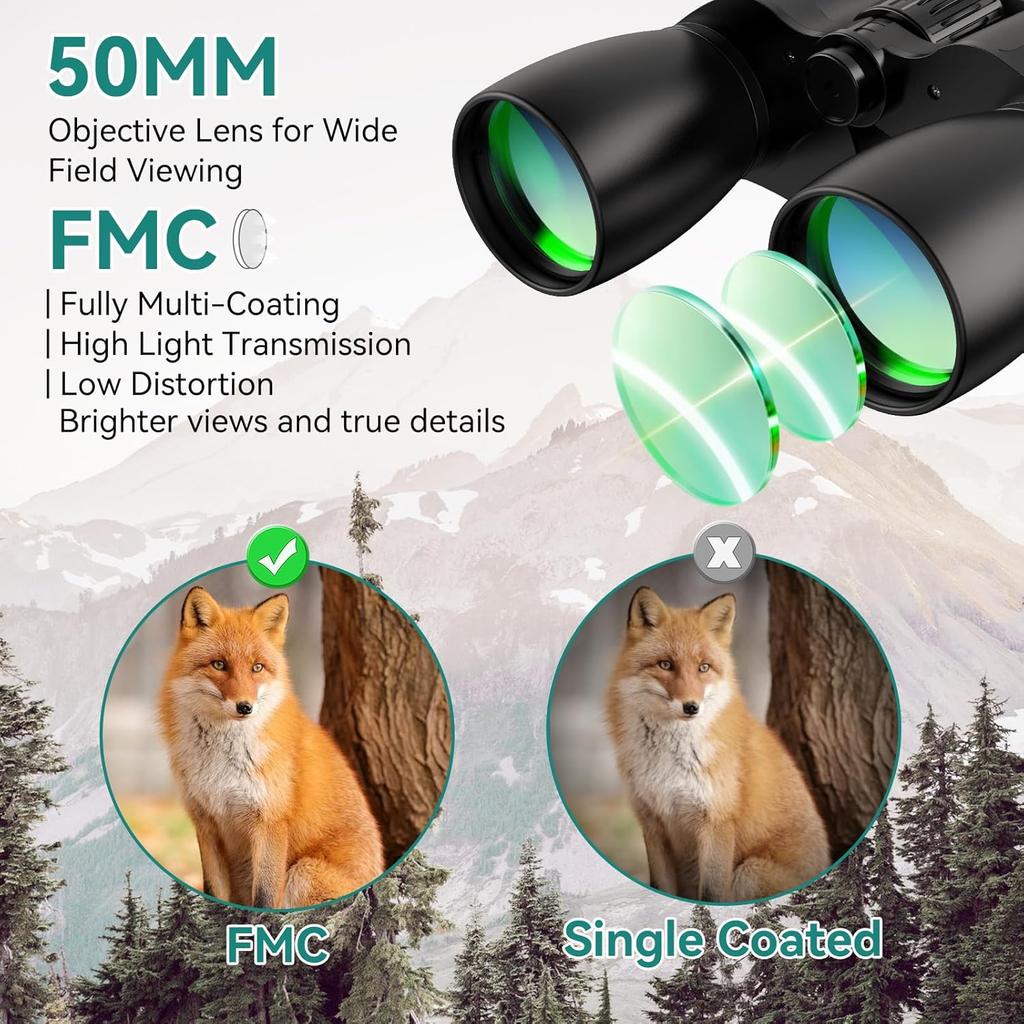 MLight 10-30X50 Zoom Binoculars for Adults, High Powered Military Binoculars for Bird Watching, Hunting, Outdoor, Hiking, Concerts Large