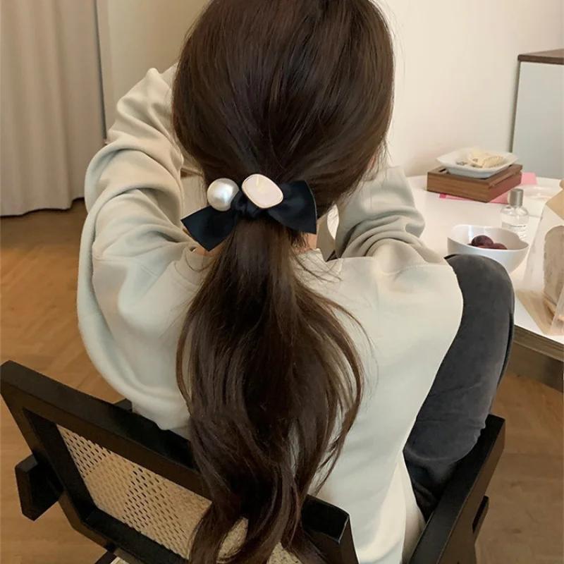 Elastic Hair Bands Scrunchies for Women Korean Style Pearl Bowknot Hair Rope Ties Hair Accessories Ponytail Holder Rubber Bands